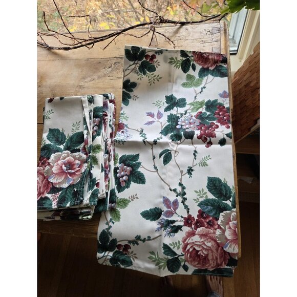 VTG NEW 8 waverly cloth napkins custom Fabric Floral Grapes Cottagecore Classic - Picture 6 of 6